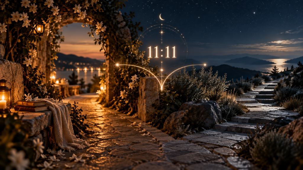 11:11 displayed at night, representing the meaning of 1111 after a breakup